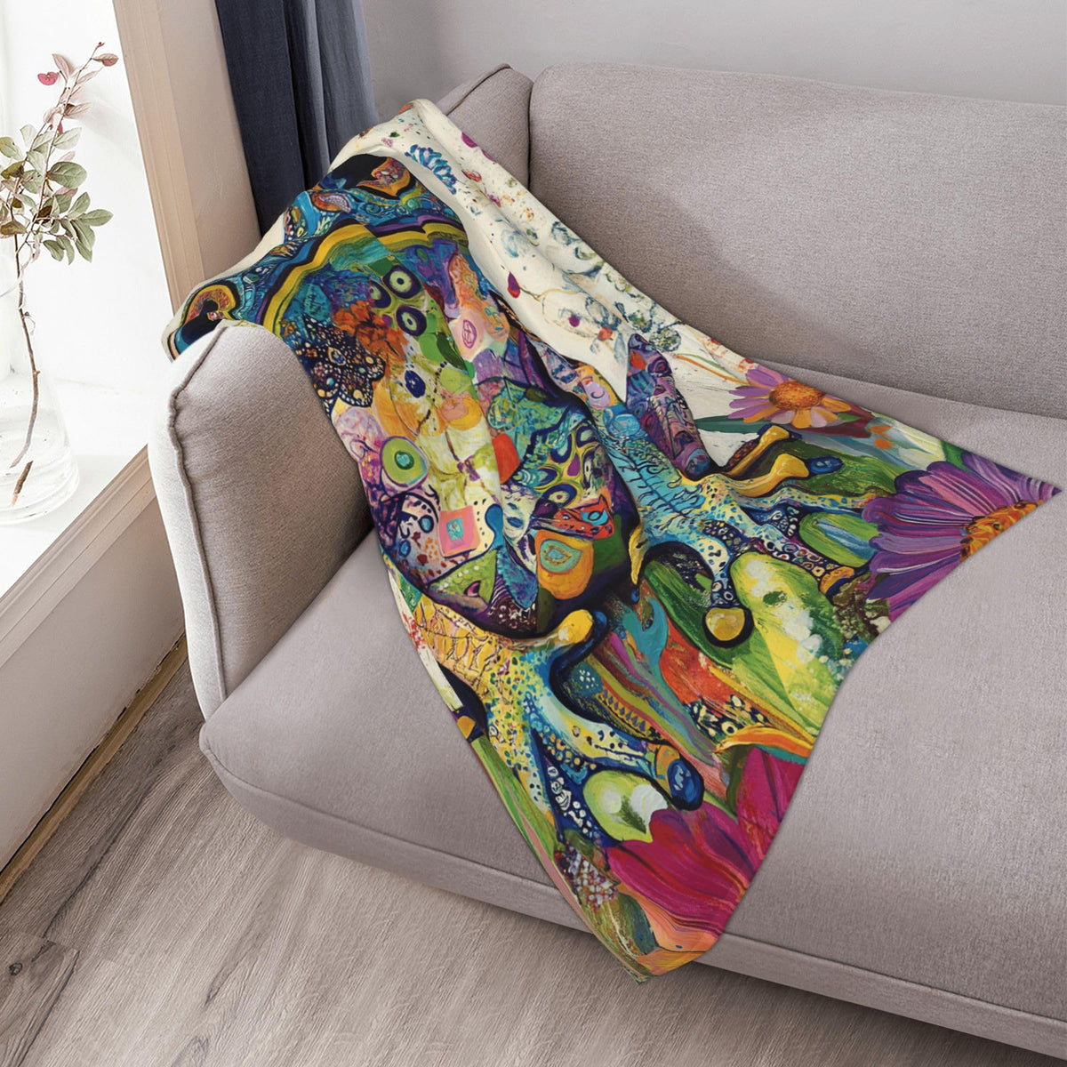 Frog Fleece Throw Blanket Colorful Animal Pop Art Gifts Room Decor 40"x50" (Frog / 40"X50")
