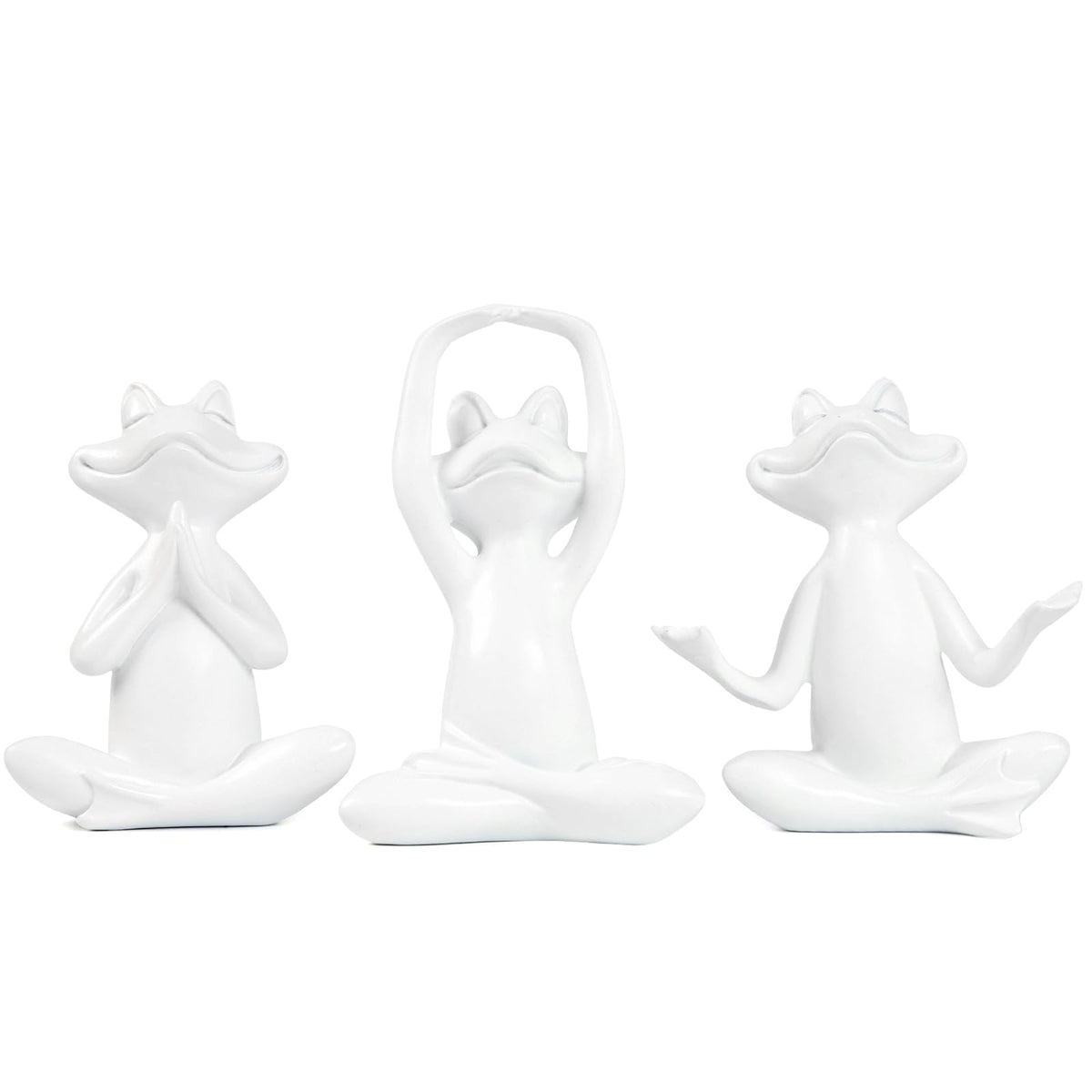 White Frog Yoga Figurines 3 Pcs (White Frog-3)