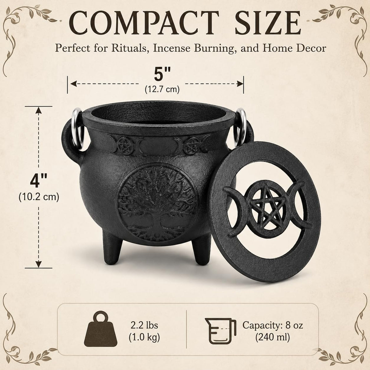 Tree of Life Cast Iron Cauldron with Handle (Tree of Life)