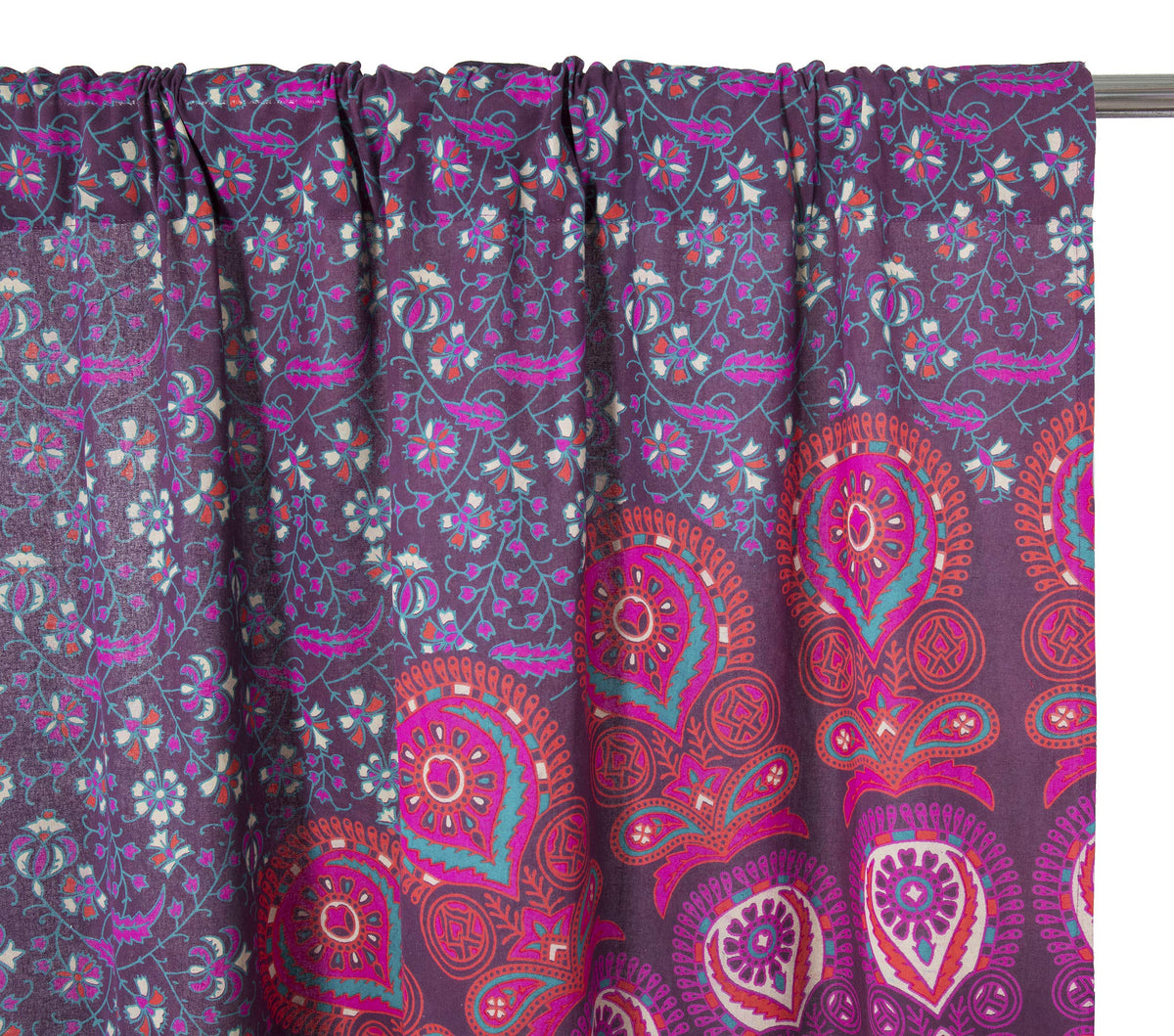 Indian Hippie Bohemian Beautiful Peacock Mandala Window Curtain Panels Purple (Purple / 38"W x 83"L (Pack of 2))