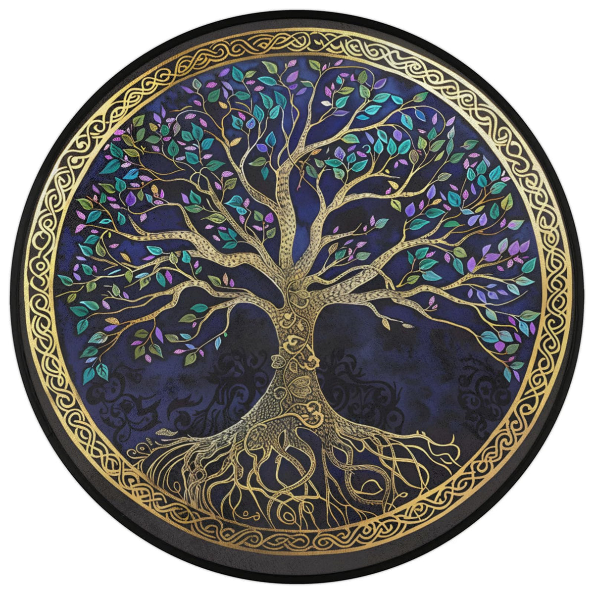 3 Ft Tree of Life Round Rug Circle Area Rugs Circular Door Mat for Indoor (Color47 / 3' (Round))