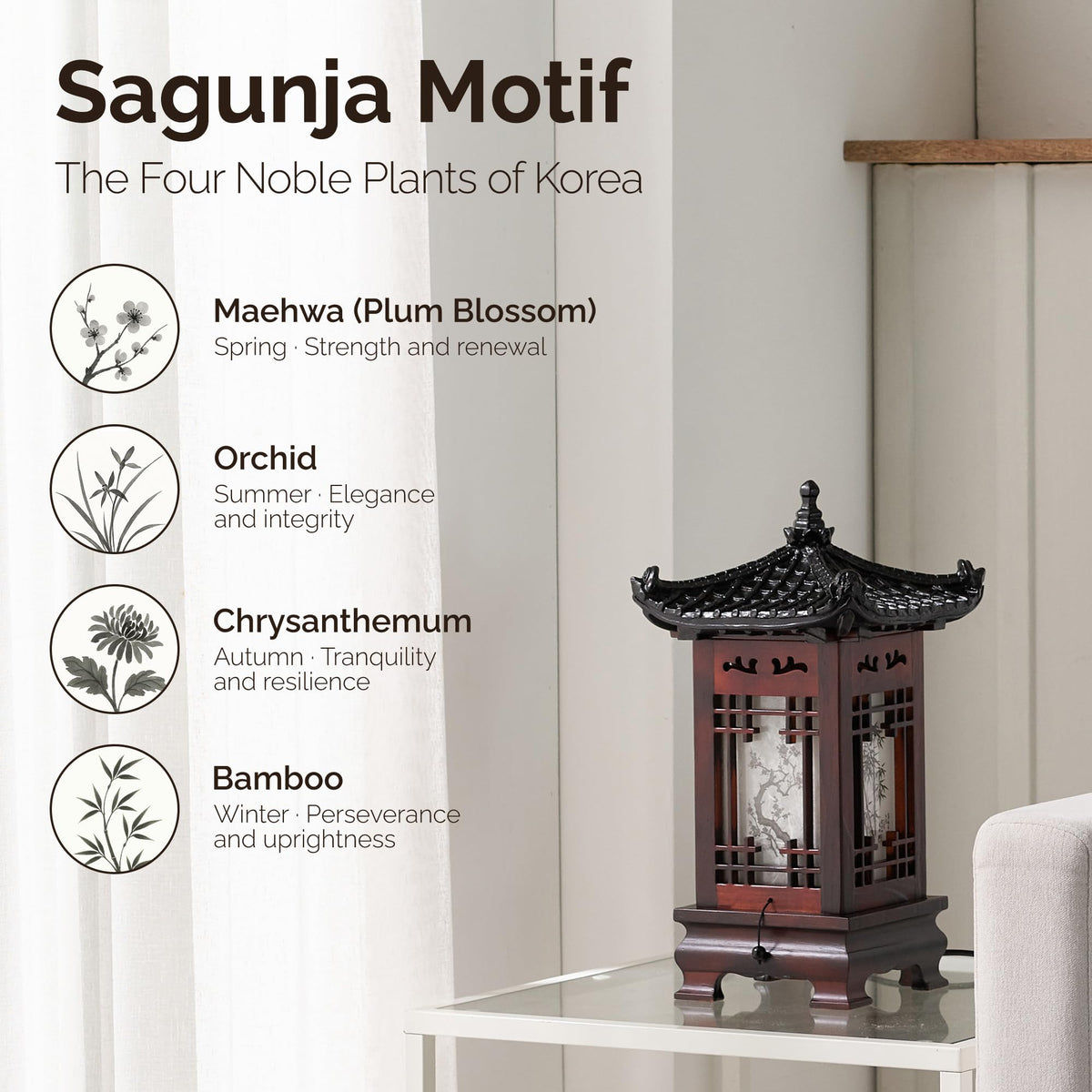 Traditional Korean Wood Lamp (House L)