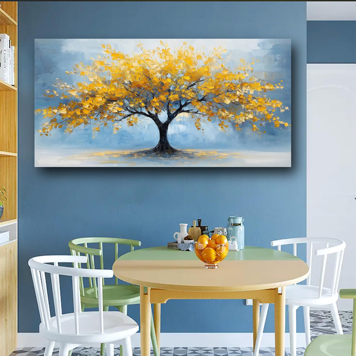 Wall Art 40x20 Inch Yellow Tree of Life Canvas Print (40"L x 20"W / Abstract Yellow Tree of Life)
