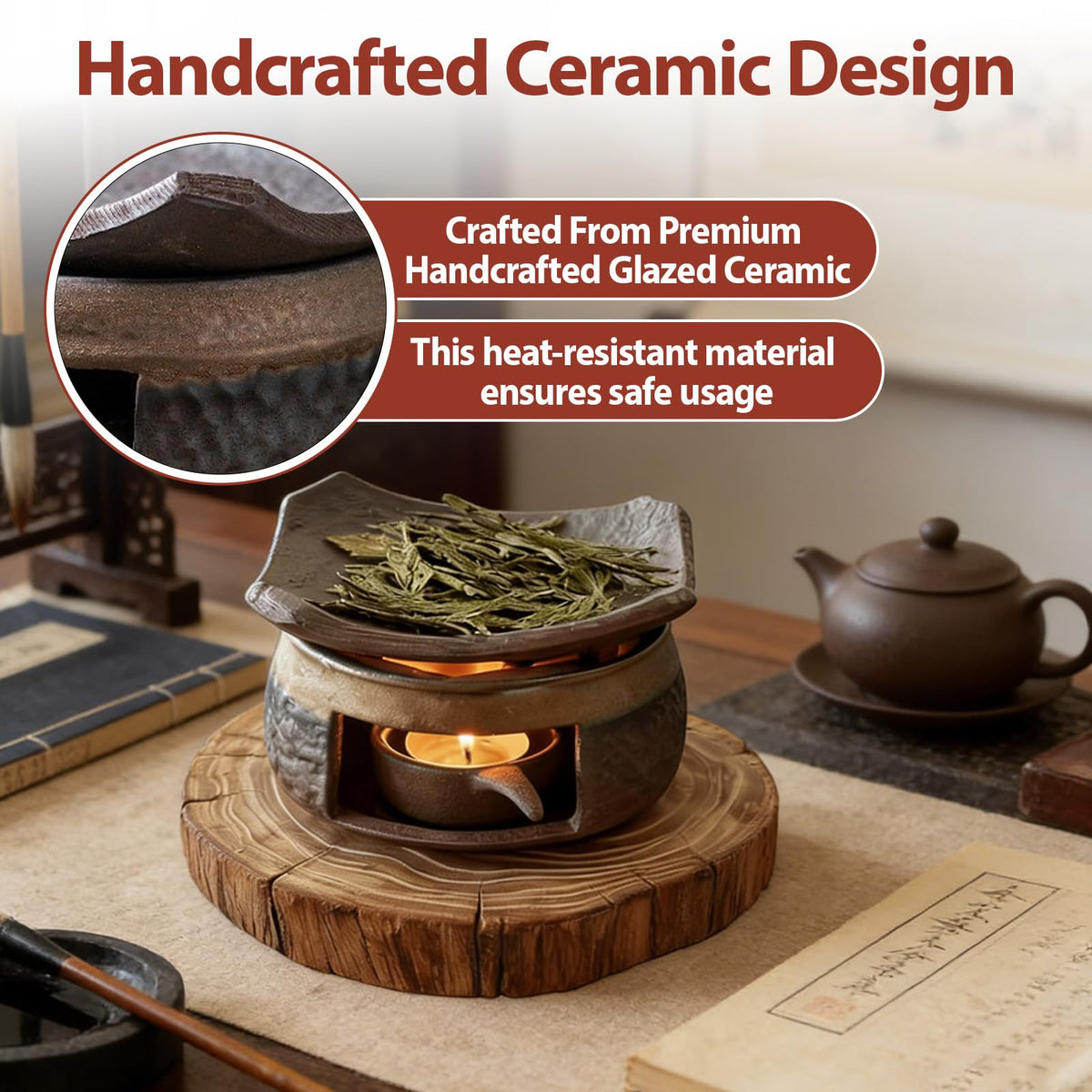 Ceramic Incense Burner Kit (Double-eared Baking Dish + Square Oven)