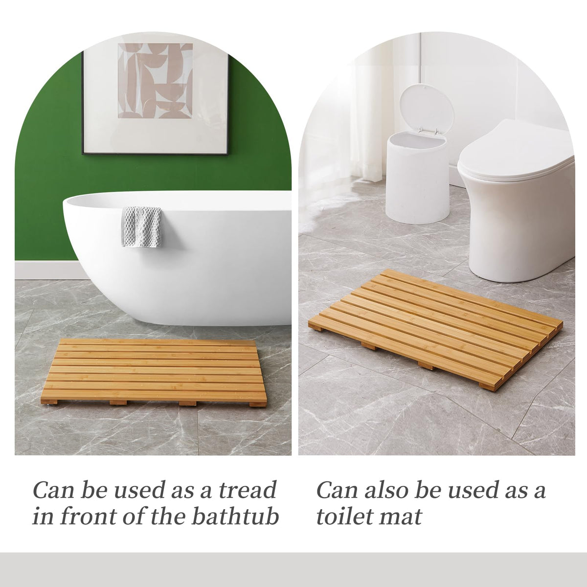 Bamboo Bath Mat for Shower with Non (Natural / 25.5" x 17" (Rectangular))