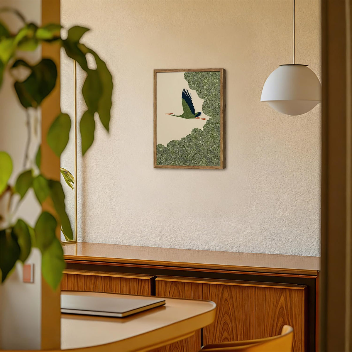 Japanese Crane Wall Art (Animal-L / 24"L x 16"W)