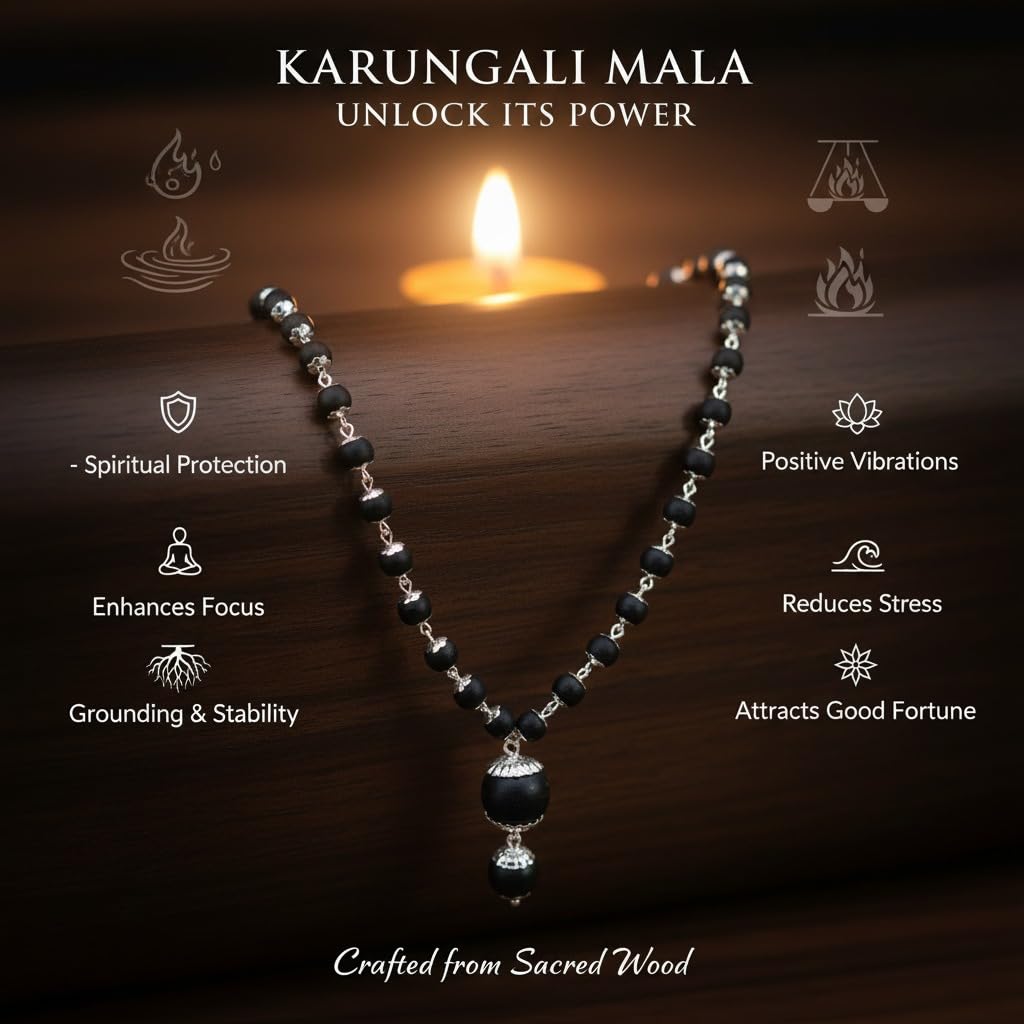 Arihant Gems And Jewels®Original Karungali Beads Black Ebony Wood Beads For Mala
