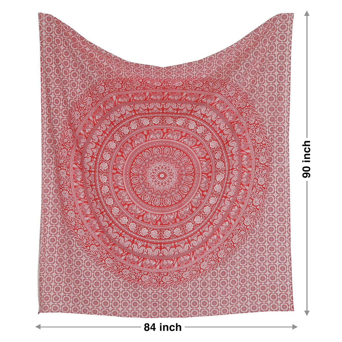 Cotton Mandala Tapestry (Pink / 84"L x 90"W)