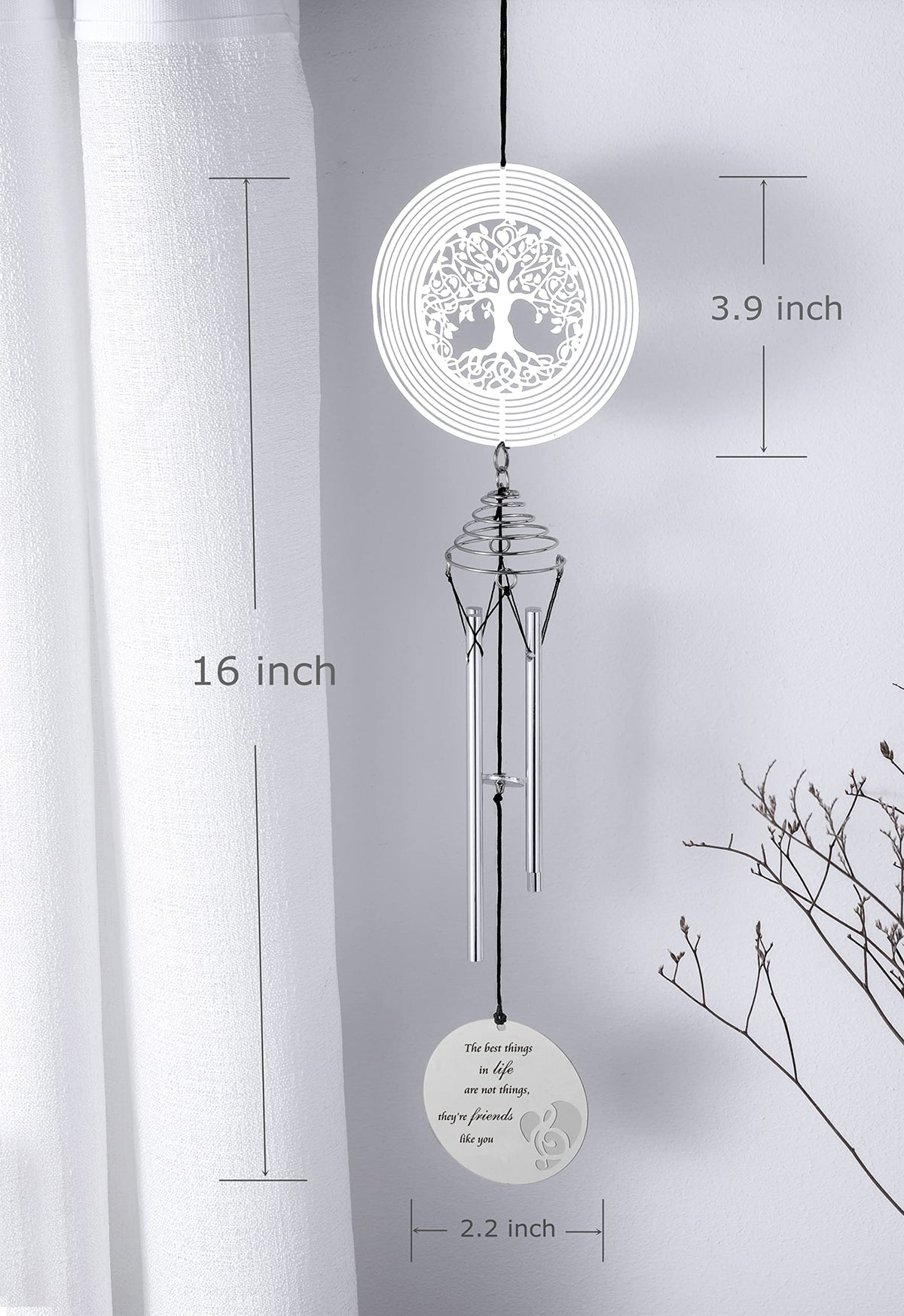 Best Friend Wind Chime with Tree of Life Wind Spinner