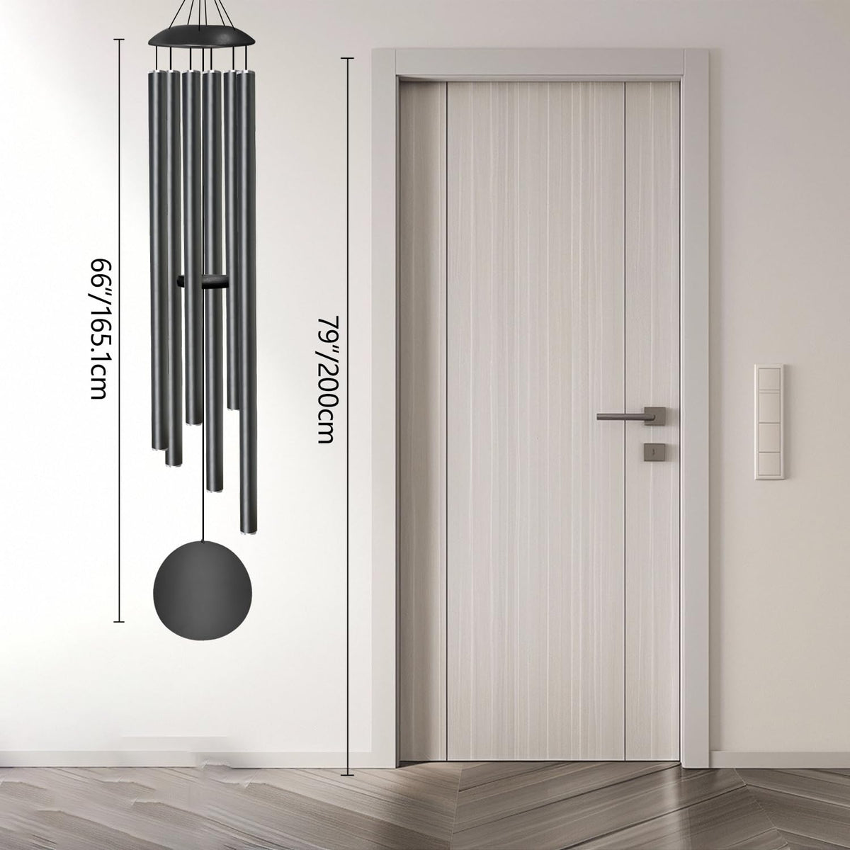 66" Wind Chimes for Outside Deep Tone (Black / 66 inches)