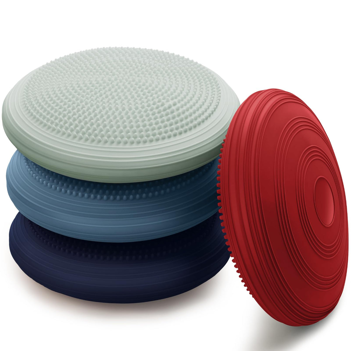 4 Pcs Wiggle Seat Inflated Wobble Cushion for Kids (Red Blue)