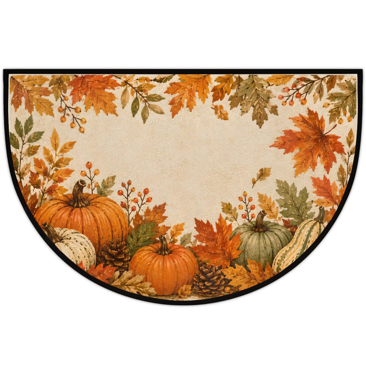 Fall Half Round Door Mat Semi Moon Rug Fireplace Carpet Area Rugs (B:color:22)