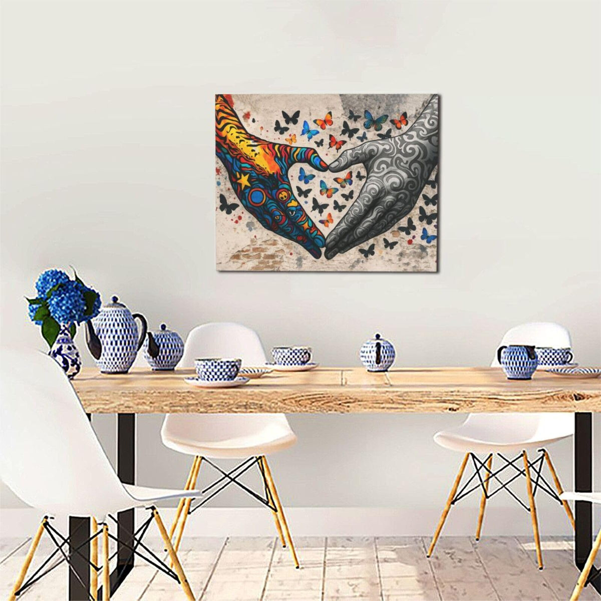 Banksy Hands Wall Art Graffiti Street Pop Art Canvas Prints Painting Wall Decor Abstract Gesture Picture Artwork Decoration Framed Gifts for Girls boys Bedroom Living Room Office Bathroom 16"x20" (Banksy Hand / 20L"×16W")