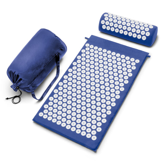 Sivan Acupressure Mat & Pillow Set for Back & Neck (Blue/White / Large)