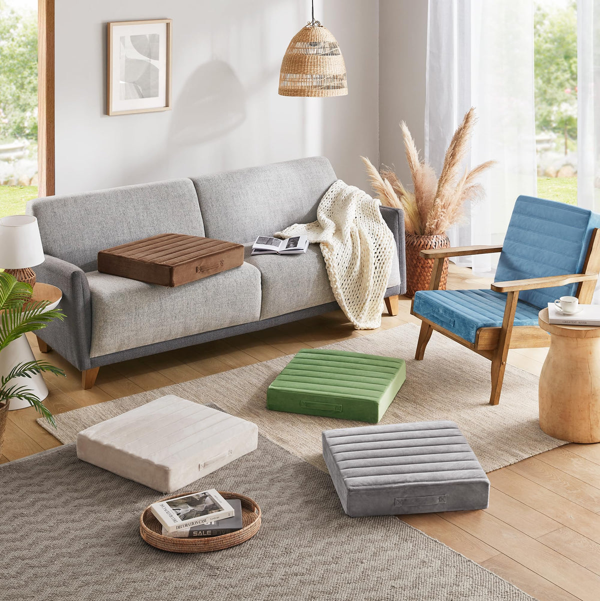 Floor Pillow for Adults (Grey / 22 Inch (Pack of 1))