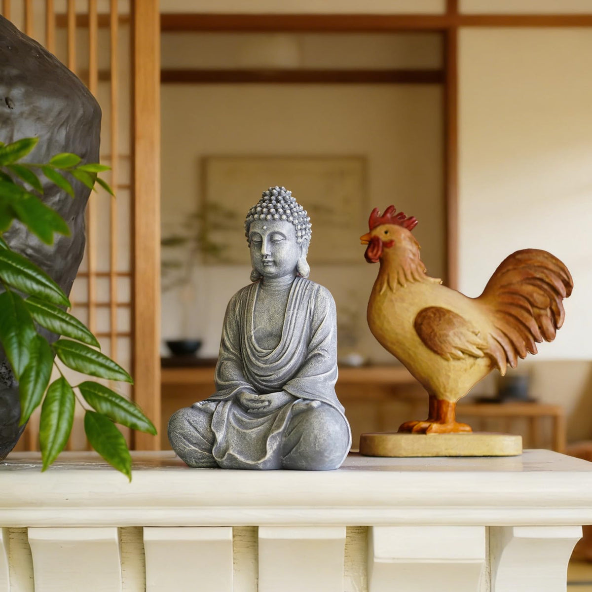 11.4" Meditating Buddha Statue Home Decor (Gray - 11.4 Inch)