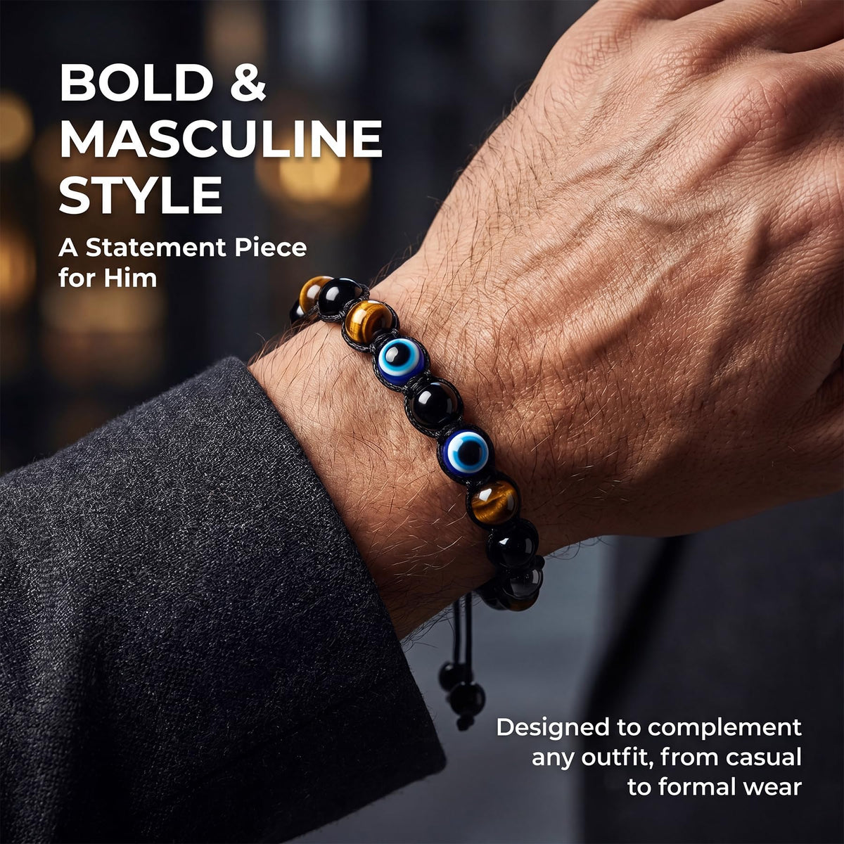 Evil Eye Bracelets for Mens Women (8mm)