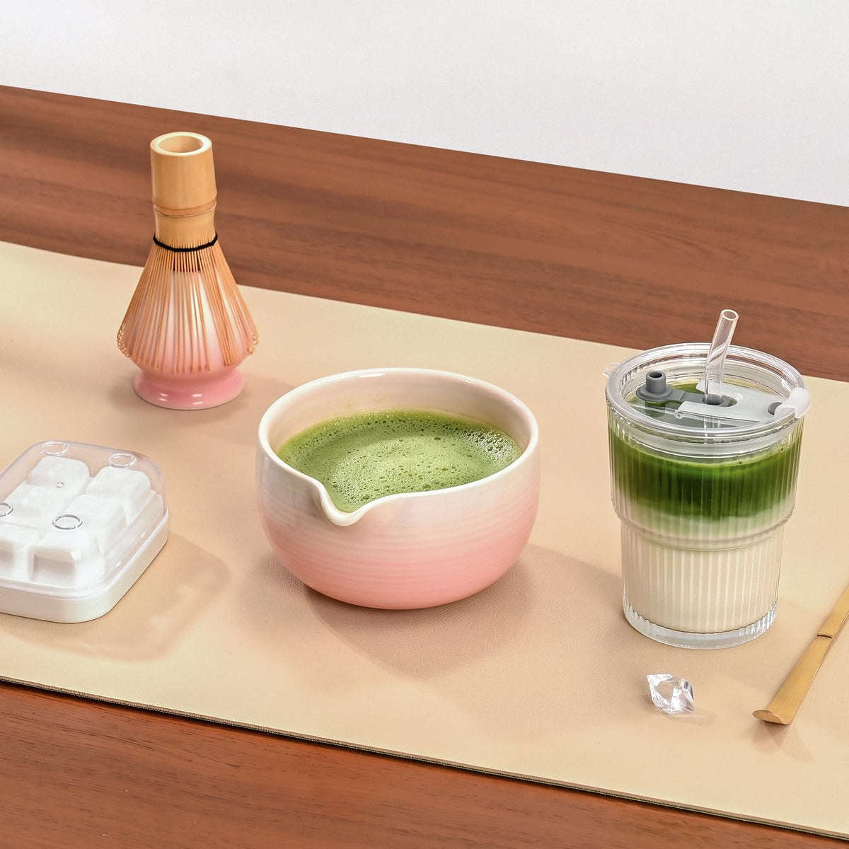 Matcha Set Complete Matcha Kit with matcha whsik pink (Pink / 8 pcs)
