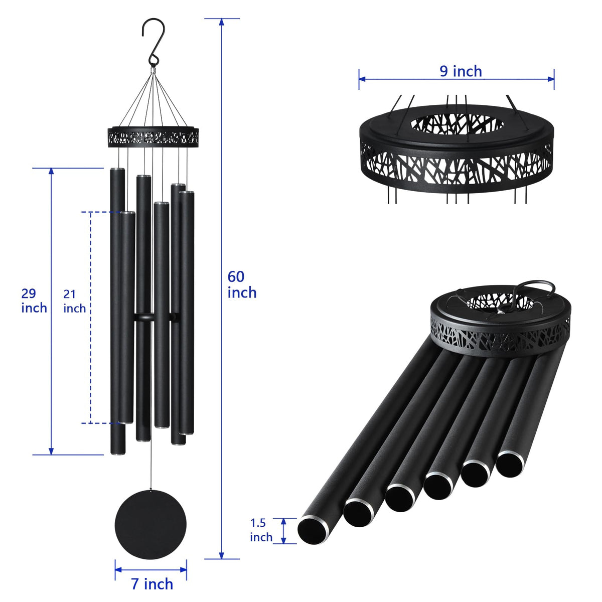 Extra Large Wind Chimes for Outside Deep Tone (60" ExtraLarge)
