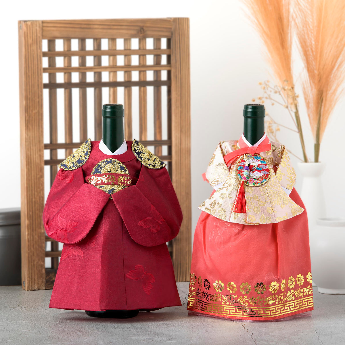 Korean Hanbok Wine Bottle Cover Gift (Queen/Navy)