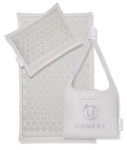 Acupressure Mat and Pillow Set (Linen Grey)