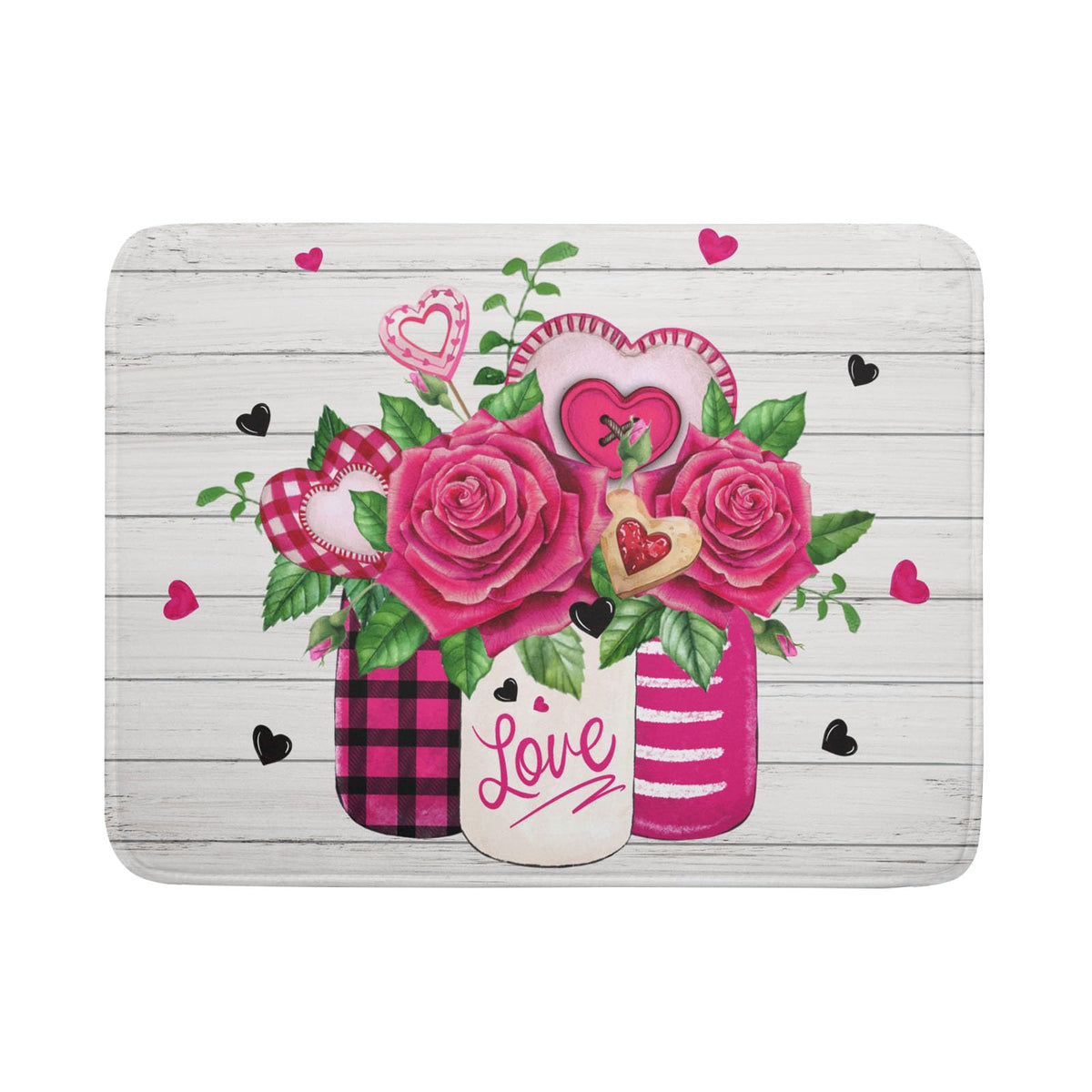 Valentine's Day Rose Flower Dish Drying Mat for Kitchen Counter (Rose Flower / 18" x 24")