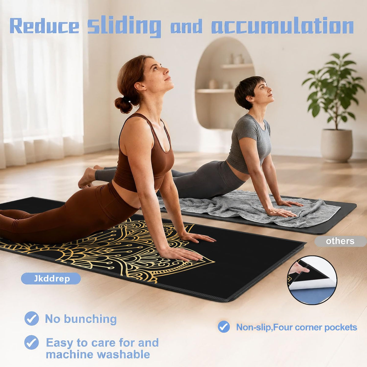 Yoga Mat Towel (Gold Flower-01 / Large)