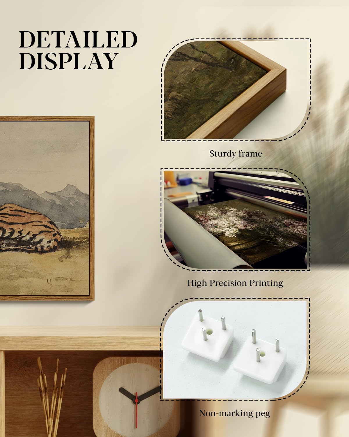 Framed Sleeping Tiger Wall Art 12x16 Inch (The Tiger / 16"L x 12"W)