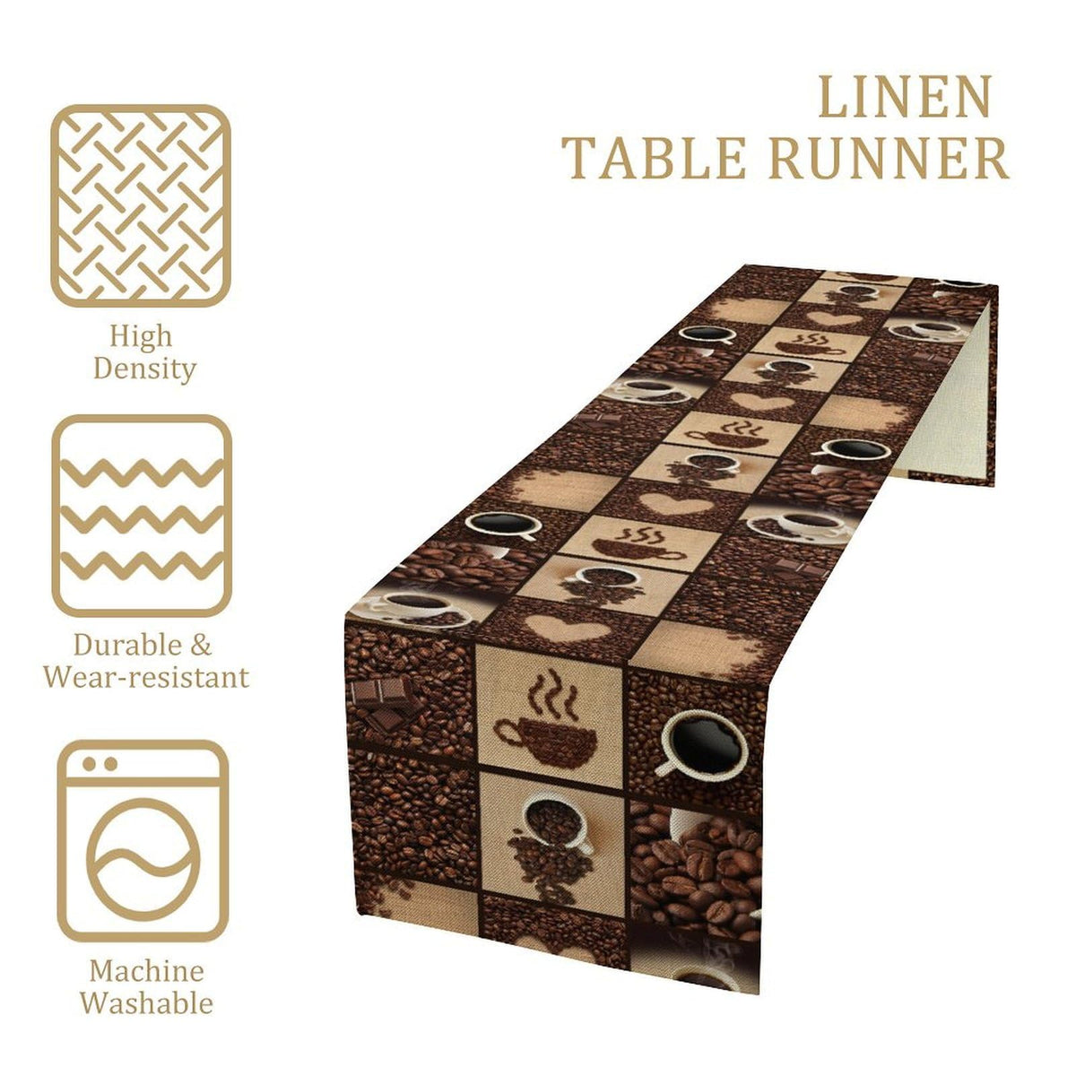 Coffee Print Table Runner (13x90inch / Coffee-1)