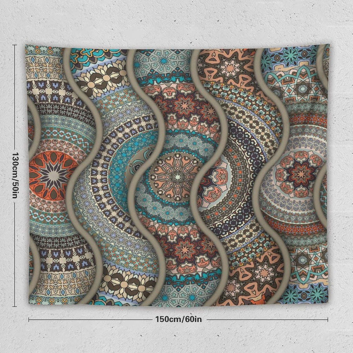 Colorful Bohemian Tapestry Wall Hanging Vintage Floral Mandala Flower Aztec Boho Tapestries Home Decor for Living Room Bedroom Apartment Farmhouse Dorm 50"x60" (50"L x 60"W / Mandala-21)