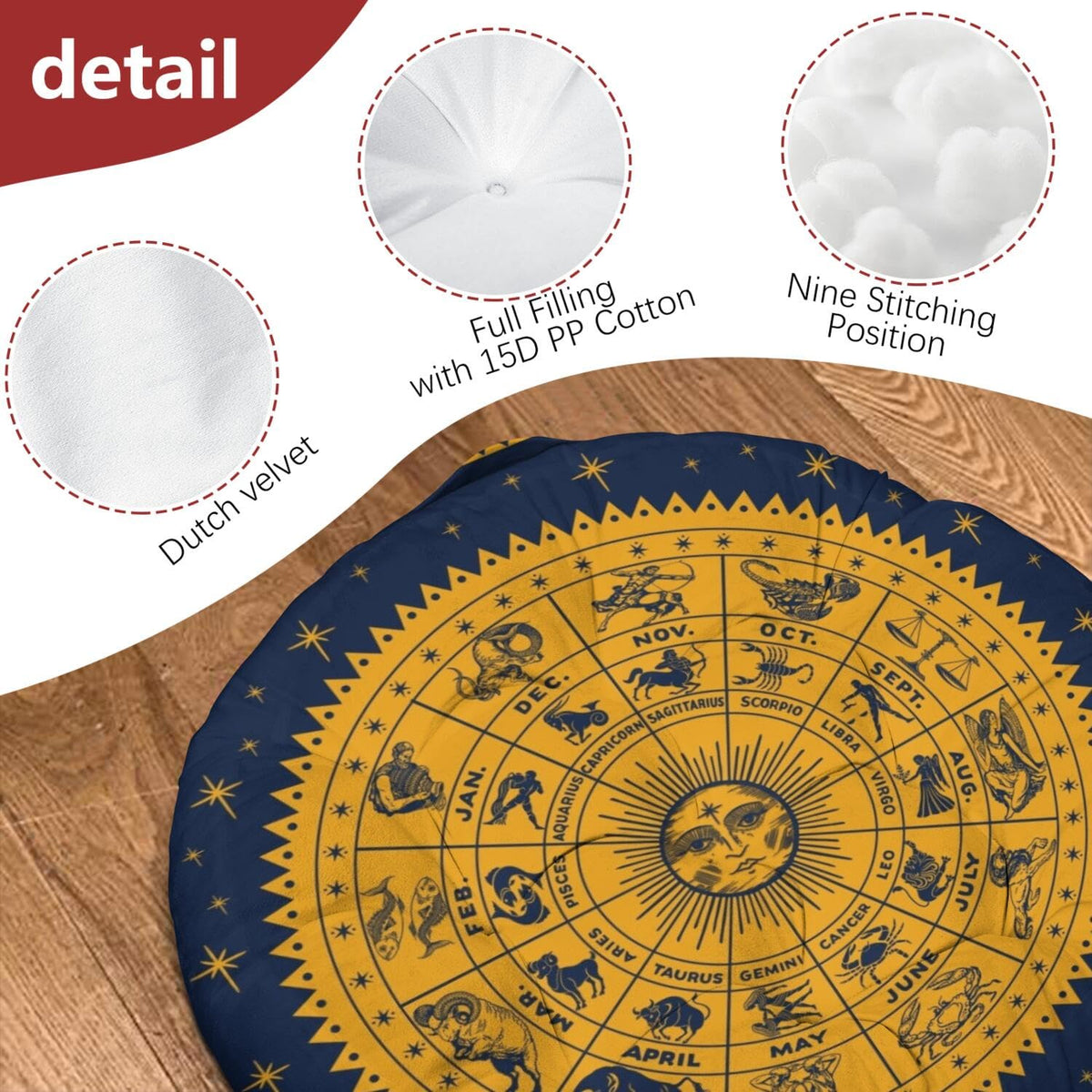 Meditation Cushion (Astrology / Round)