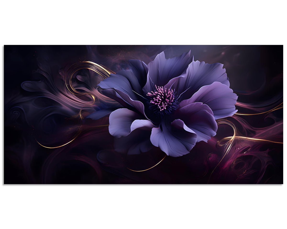 1 Panel Purple Wall Canvas Purple Wall Art Abstract Plum Color Flower Print on Canvas Abstract Flower Pictures for Bedroom Home Decor Living Room Stretched and Framed 20x40inch (40"L x 20"W / Purple Flower 8)