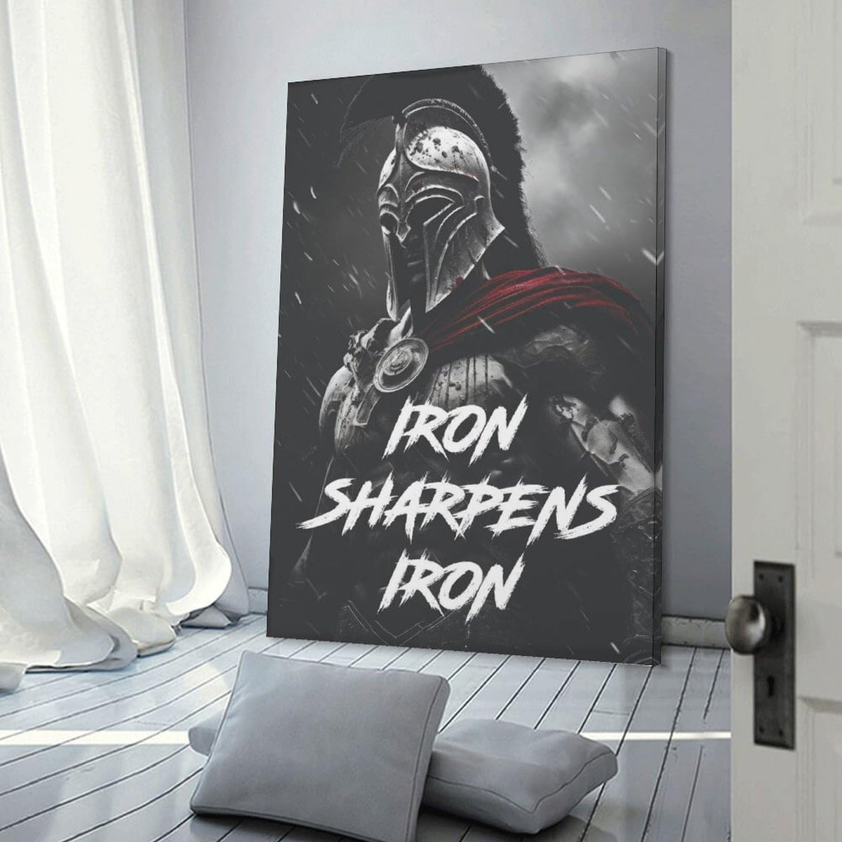 I Am A Spartan Gym Motivation Canvas Printing Wall Art Prints Wall Decor Posters Red Black Obstacle Race Warrior Fitness Industrial Home Gym Garage Office Decor 24x36inch (style-36 / 24x36inch(60x90cm) Frame)