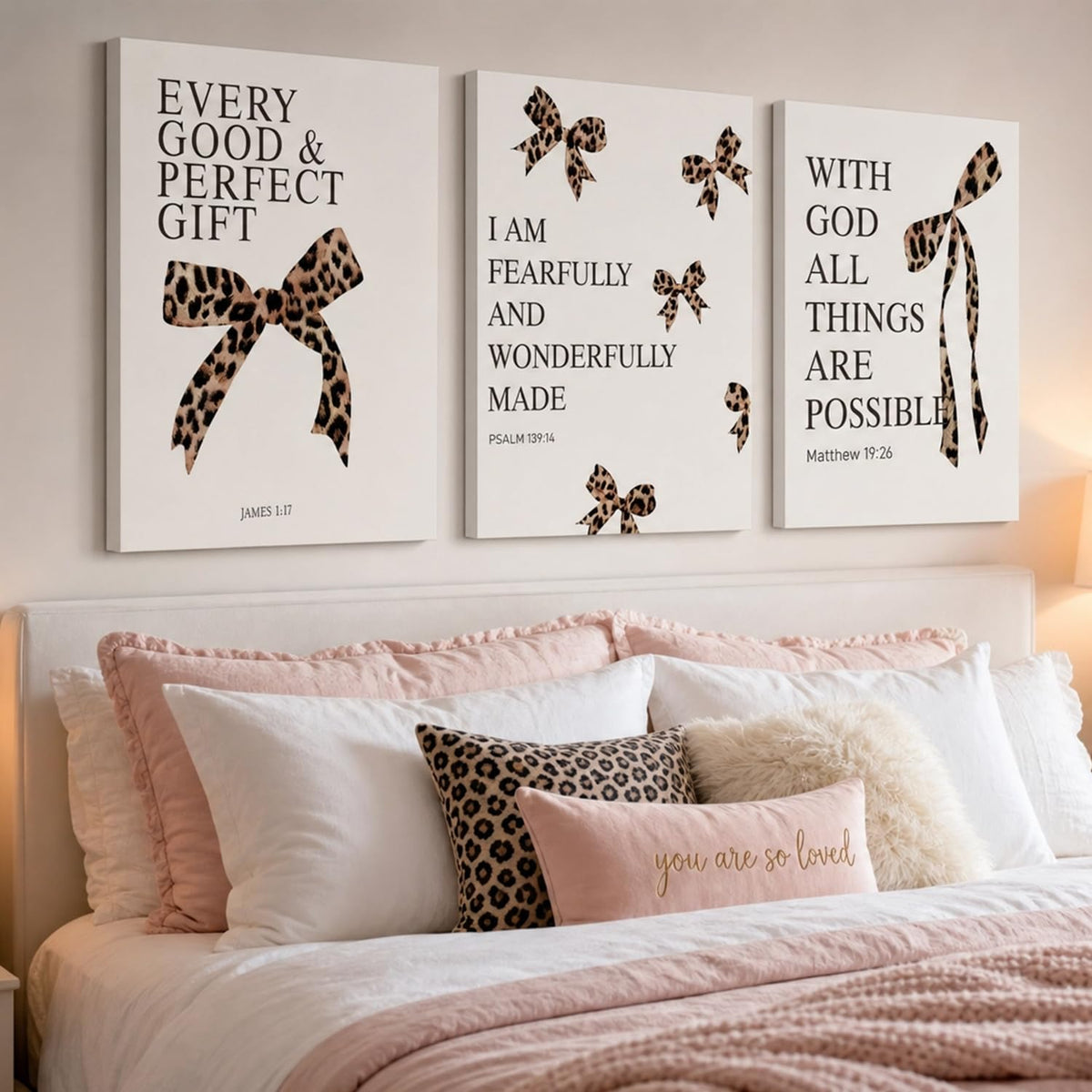 Leopard Bow Wall Art (Leopard print bow / 16L"x12W")