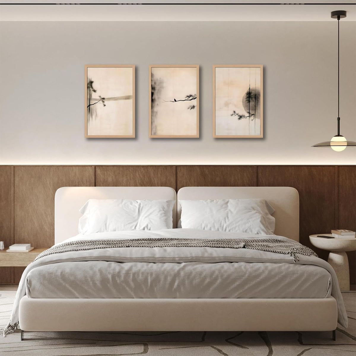 japanese zen wall art set of 3 (smallbirdbranch / 16x24 Inch)