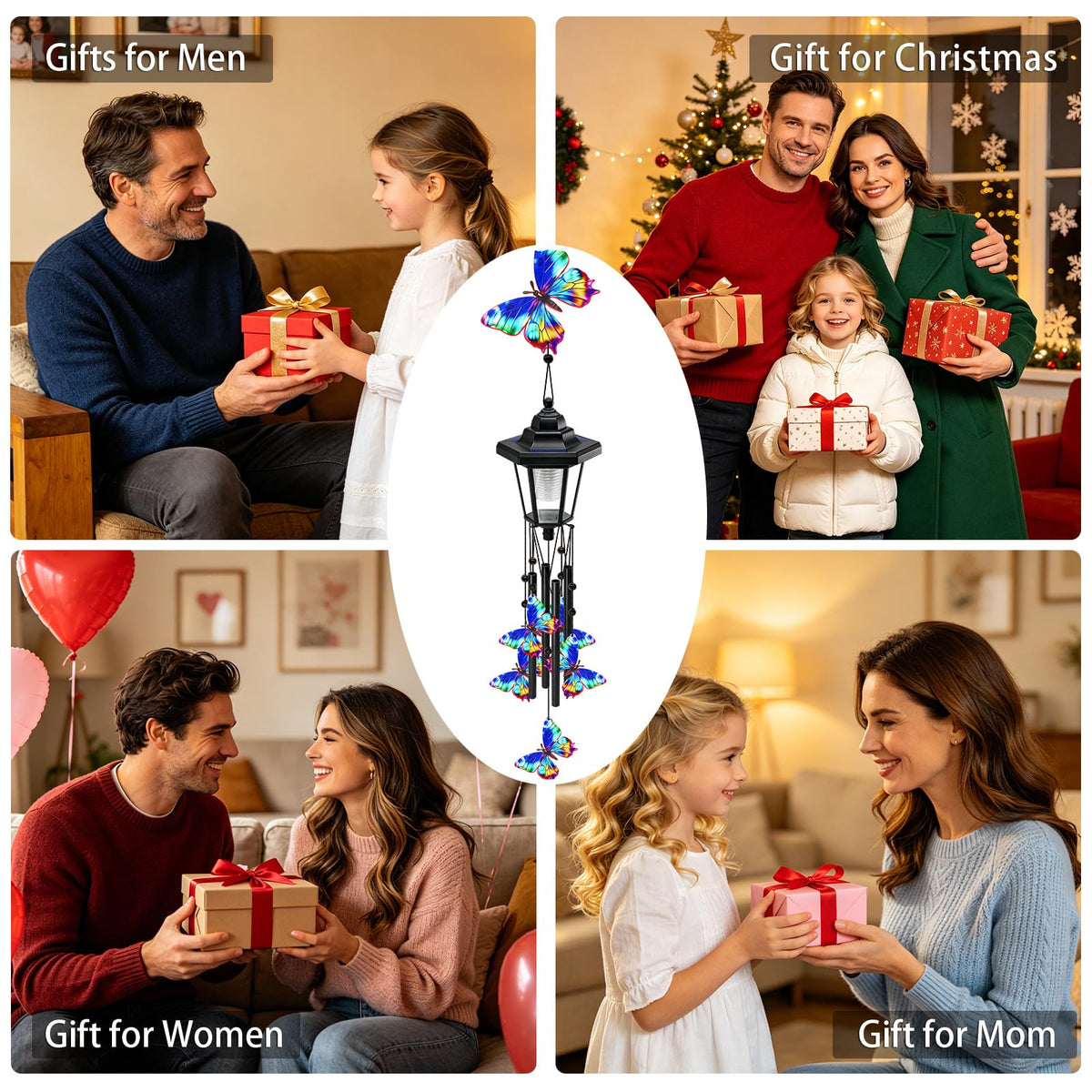 2 Pack Solar Butterfly Wind Chimes (Butterfly Wind Chimes)