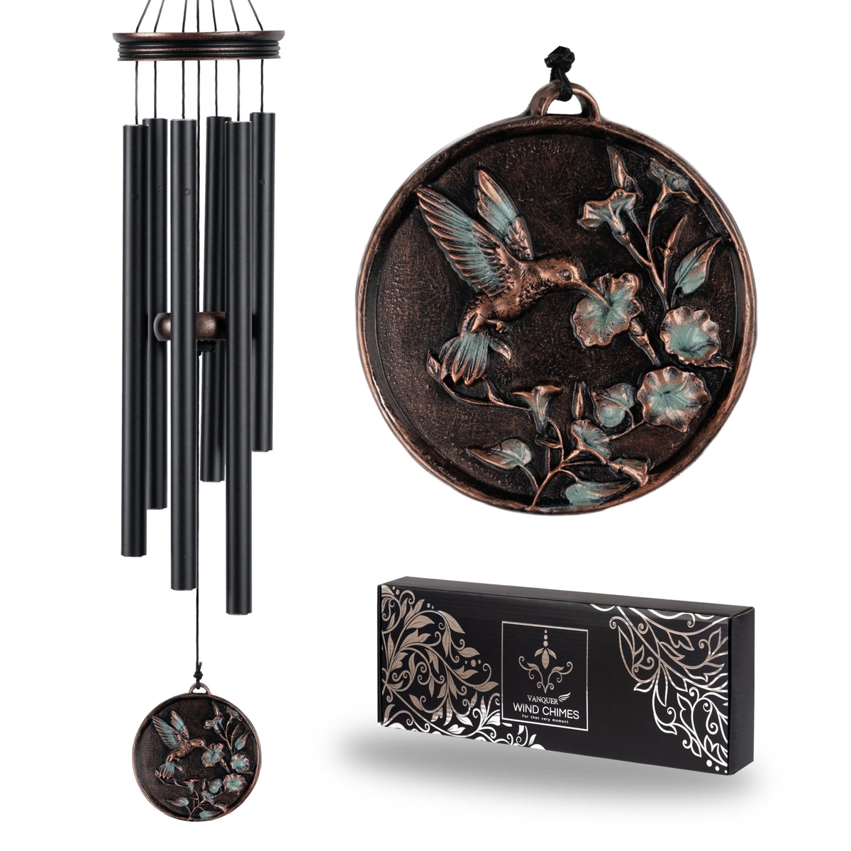 Vintage Wind Chimes for Outside Deep Tone (34" Hummingbird - A)