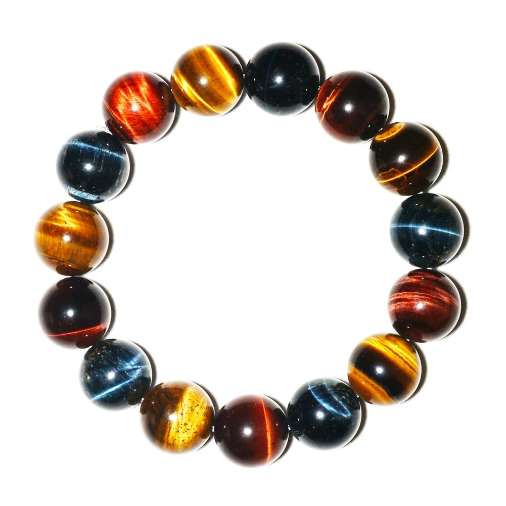 Mixed Tigers Eye Mens Bracelet 16MM (16MM Mixed Tigers Eye Mens Bracelet)