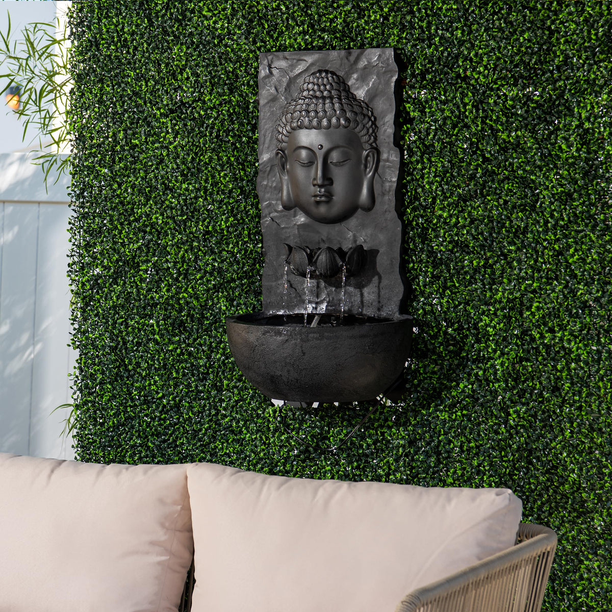 30" H Buddha Water Fountain (Black)