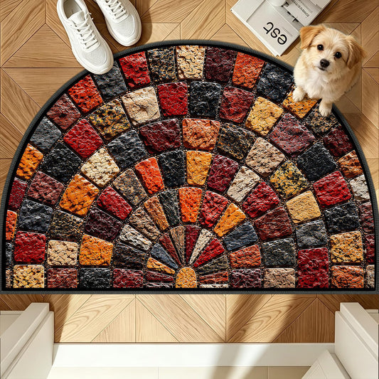 Mosaic Cobblestone Semicircle Rug 24"x36" (63 / 2' x 3' (Semicircular))