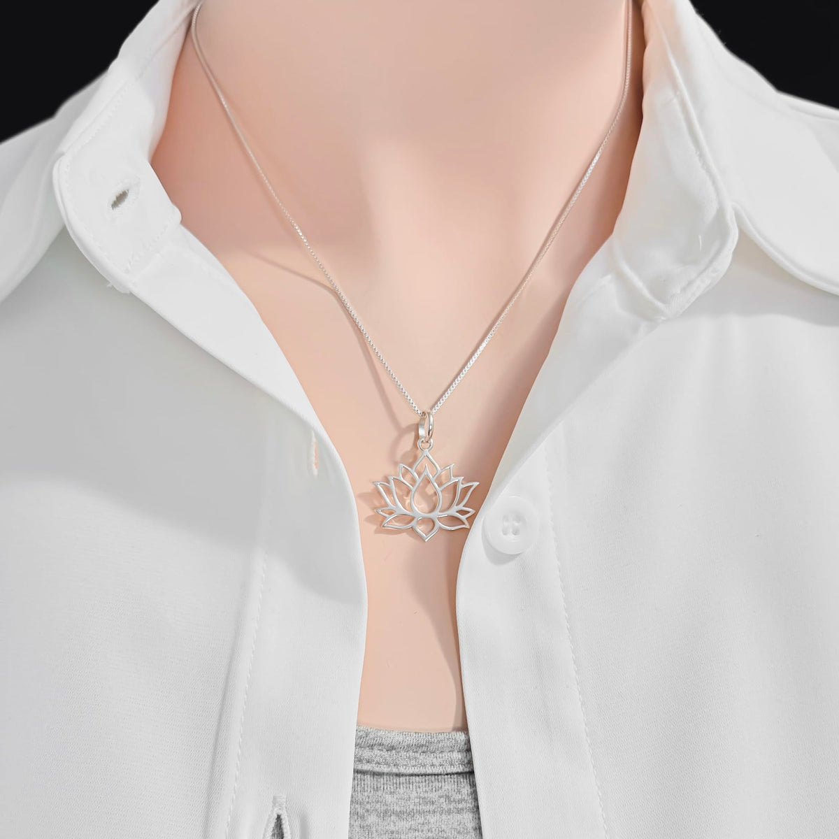 925 Sterling Silver Lotus Flower Necklace for Women Teen Girls Everyday Casual Motivational Gift Jewelry for Her Zen Necklace (20 inches)