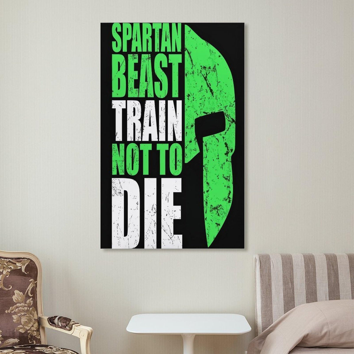 Spartan Beast Train Not To Die Canvas Printing Wall Art Prints Wall Decor Posters Motivational Warrior Typography Black Green Gym Office Bedroom Living Room Fitness Decor 20x30inch (style-26 / 20x30inch(50x75cm) Unframe)
