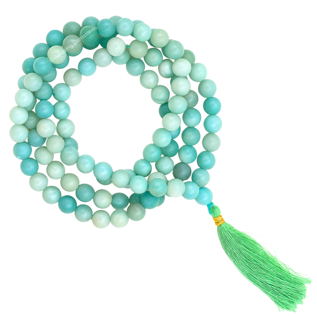 Amazonite Buddhist Prayer Beads Japa Mala with 108 Meditation Beads (Without Knots / Amazonite)