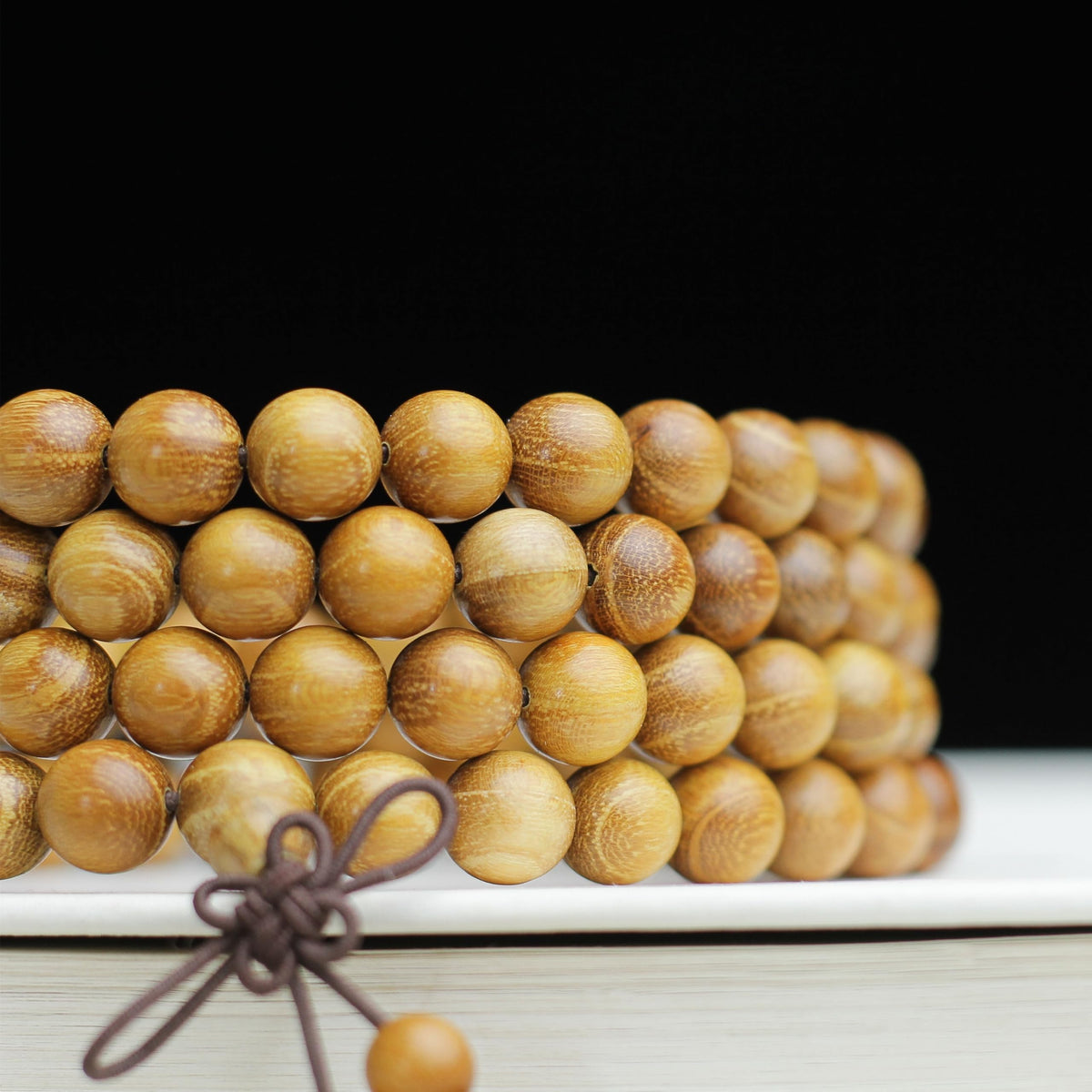 Unisex Natural Golden Sandalwood Mexican Bocote Wood Mala Prayer Bracelet Link Wrist Necklace Chain Beads (8mm 108 beads)