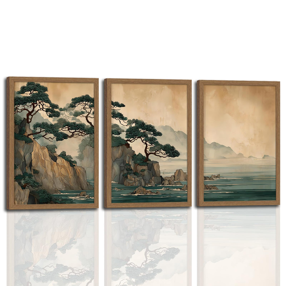 Japanese Zen Wall Art Set of 3 (TreeHill / 12x16 Inch)