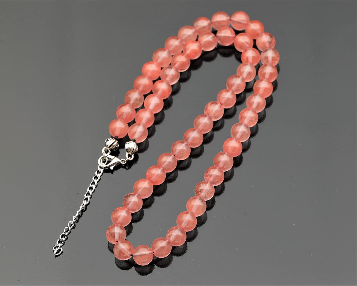 Natural Cherry Quartz Beaded Choker Necklace (Cherry Quartz / 20 Inches)
