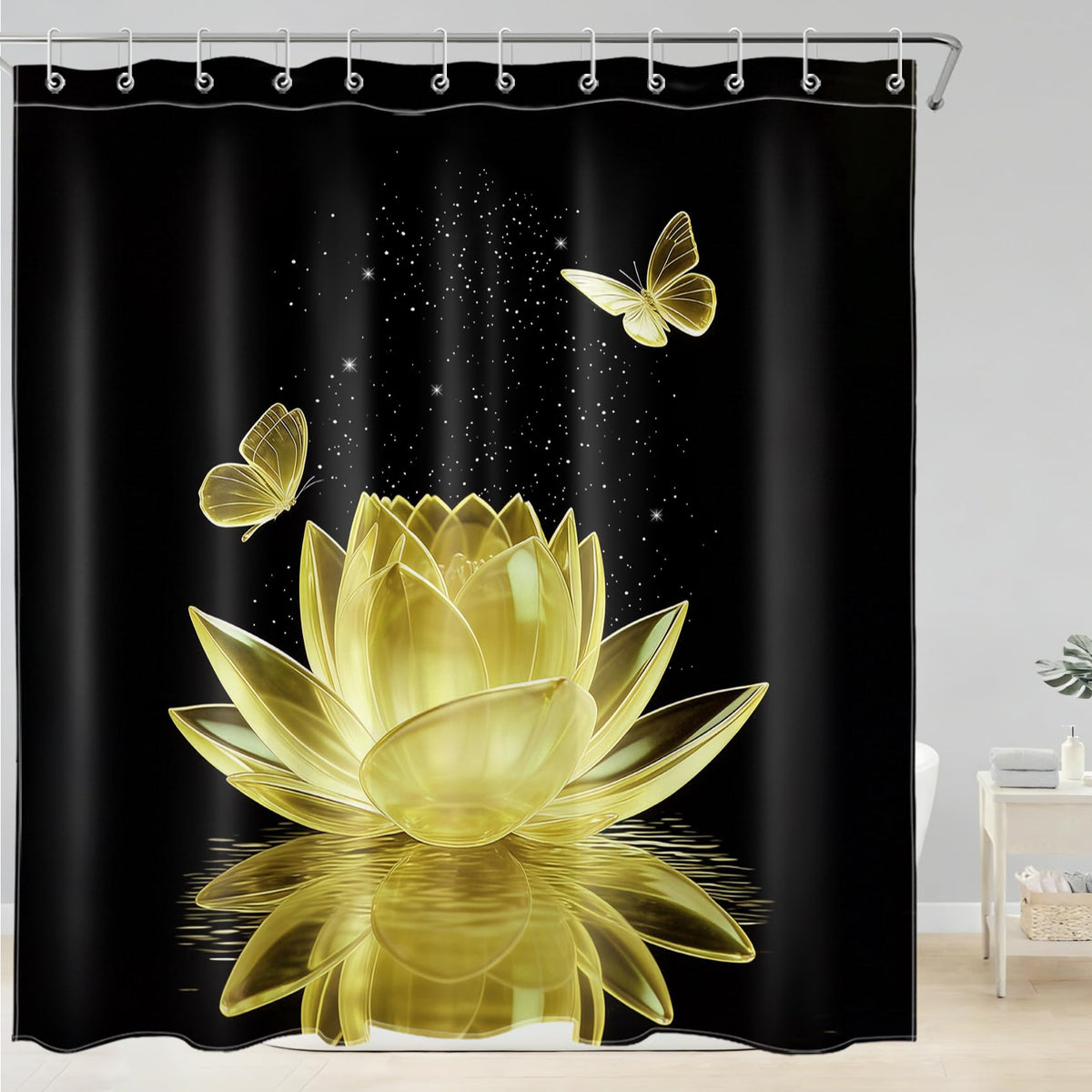 Yellow Water Lily Shower Curtain for Bathroom (Yellow / 72"W x 72"L (Pack of 1))
