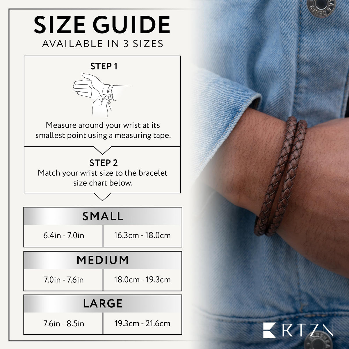 Brown Leather Bracelet for Men (Small / Double Braided)