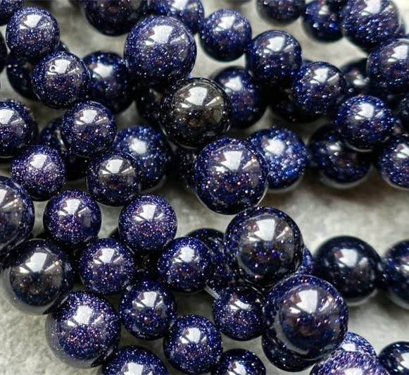 108 Pcs Blue Goldstone Beads for Jewelry Making 8 MM Goldstone Gemstones Loose Stone Beads (Blue Goldstone / 8MM, 108pcs)