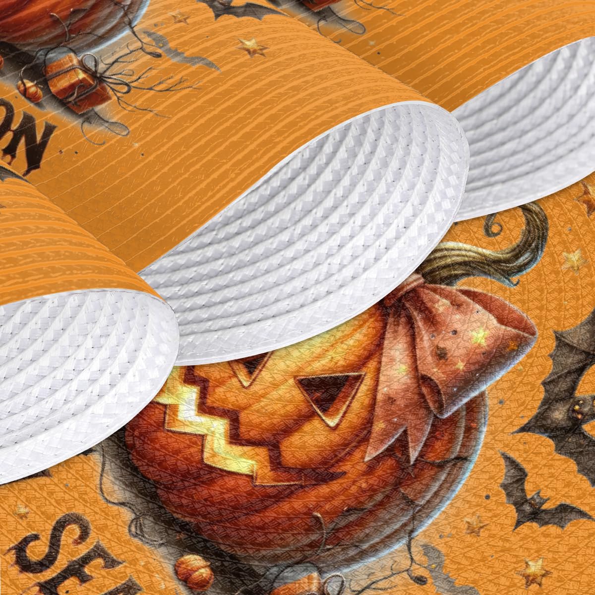 Halloween Woven Placemats Round Placemats Set of 4 for Festival Party (B 011 / 4 pieces)